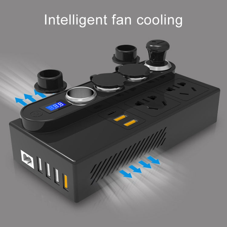 200W DC 12V/24V to AC 220V Car Multi-functional 7388 Sine Wave Power Inverter 6 USB Ports QC3.0 Fast Charger Adapter