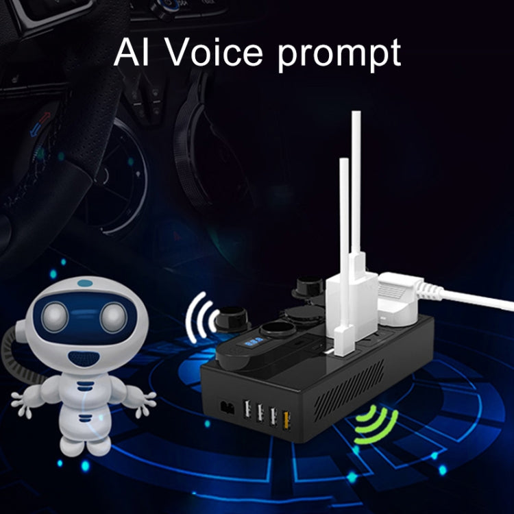 200W DC 12V/24V to AC 220V Car Multi-functional 7388 Sine Wave Power Inverter 6 USB Ports QC3.0 Fast Charger Adapter