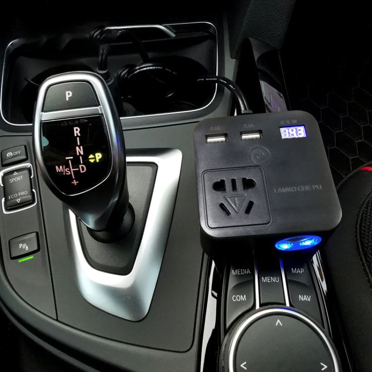 150W DC 12V-24V to AC 220V Car Multi-functional Correction Wave Power Inverter 2 USB Ports Charger Adapter