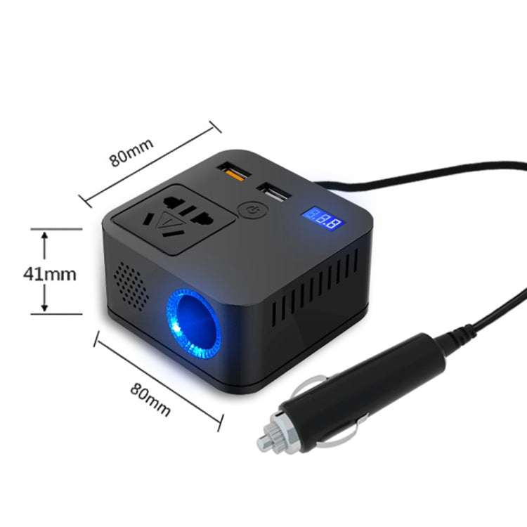 150W DC 12V-24V to AC 220V Car Multi-functional Sine Wave Power Inverter 2 USB Ports Charger Adapter
