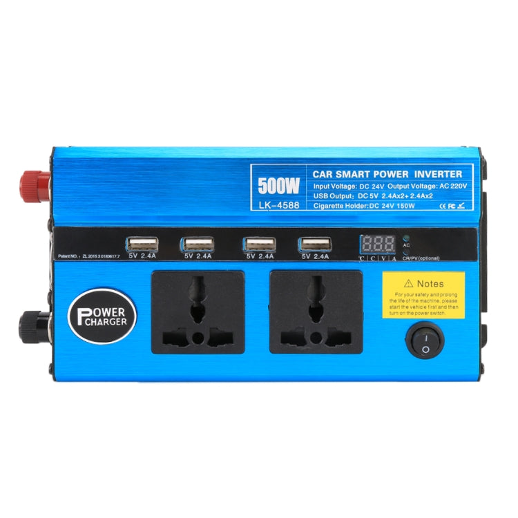 500W DC 24V to AC 220V Car Multi-functional 4588 Smart Power Inverter