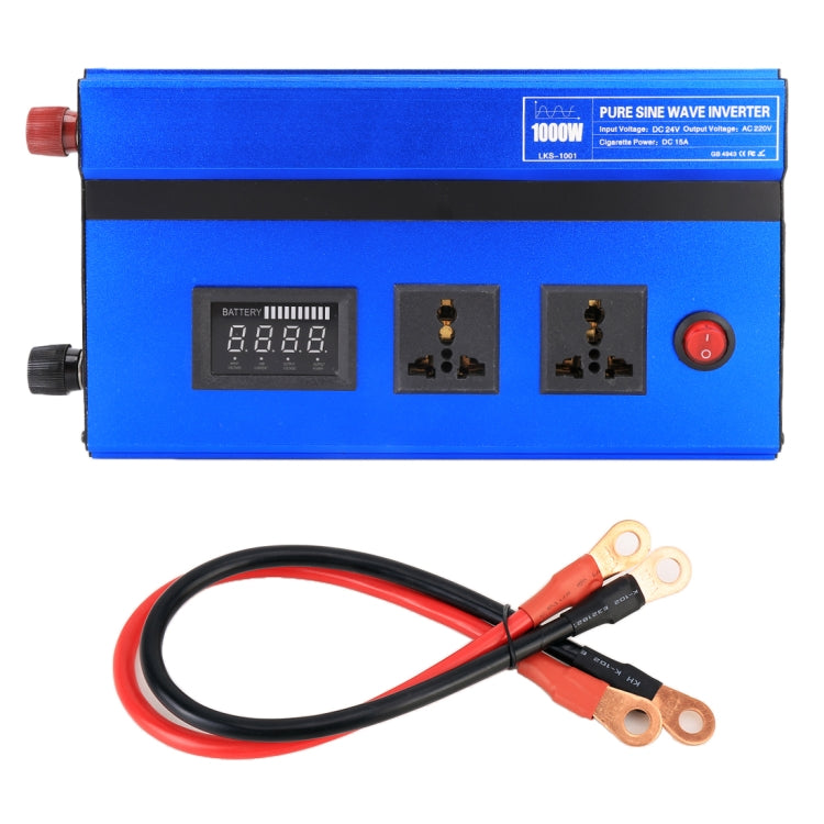 1000W DC 24V to AC 220V Car Multi-functional Pure Sine Wave Power Inverter, Random Color Delivery