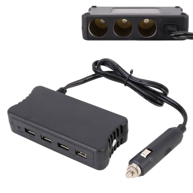 Multi-functional Cigarette Socket Lighter Splitter with 4 USB Ports 2.4A Phone Car Charger without Digital Display