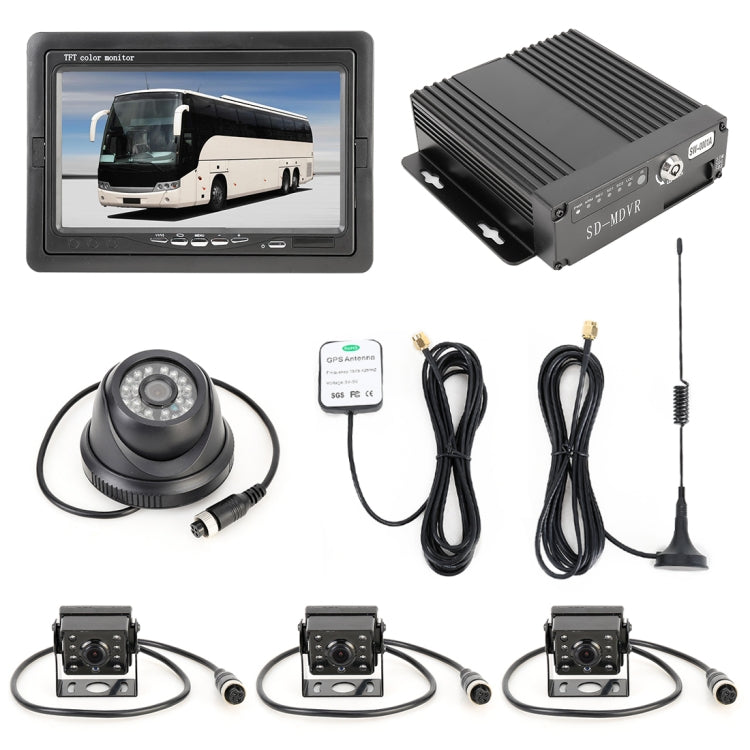 Truck 360 Degree Real-time Monitoring 4 CH SD Real-time Million Pixels SD Mobile DVR, Support SD Card / Link with Cellphone , with Monitor / GPS / Antenna