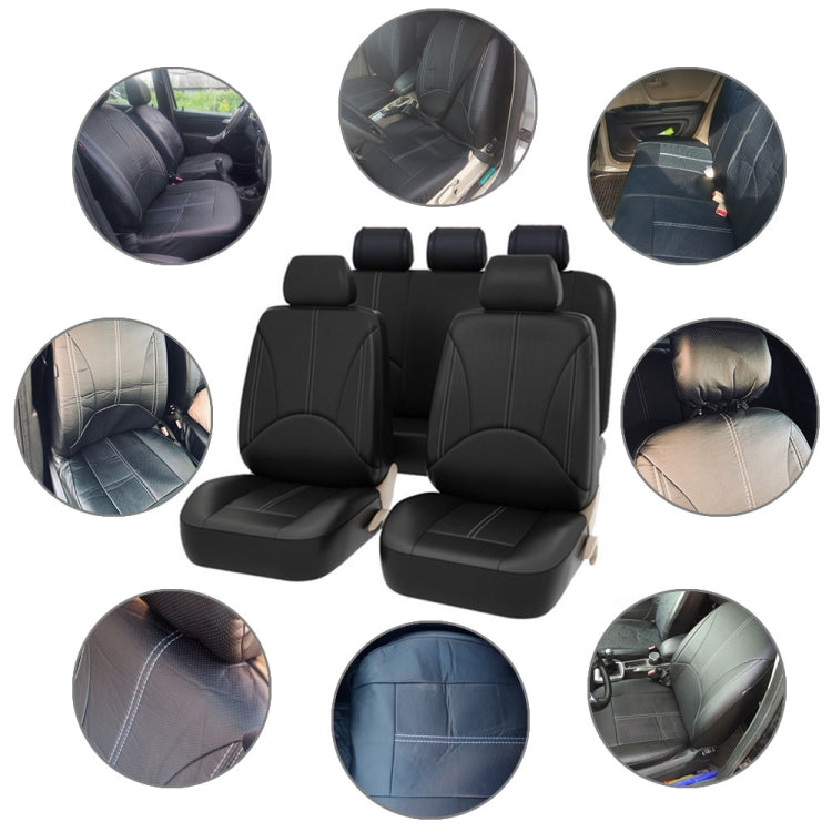 9 in 1 Universal PU Leather Four Seasons Anti-Slippery Cushion Mat Set for 5 Seat Car