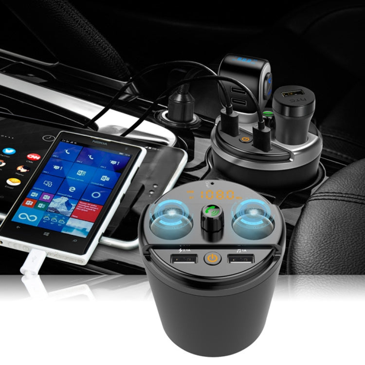 401E Car MP3 Bluetooth Player FM Transmitter with 2 Socket Cigarette Lighter Splitter 2 x USB Charger