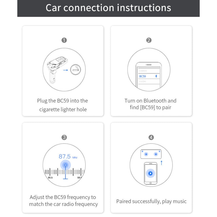 BC59 Car MP3 Bluetooth Player FM Transmitter PD 3.0 Fast Charger