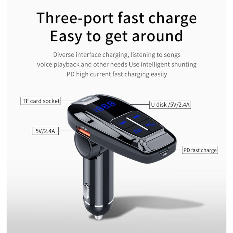 BC59 Car MP3 Bluetooth Player FM Transmitter PD 3.0 Fast Charger