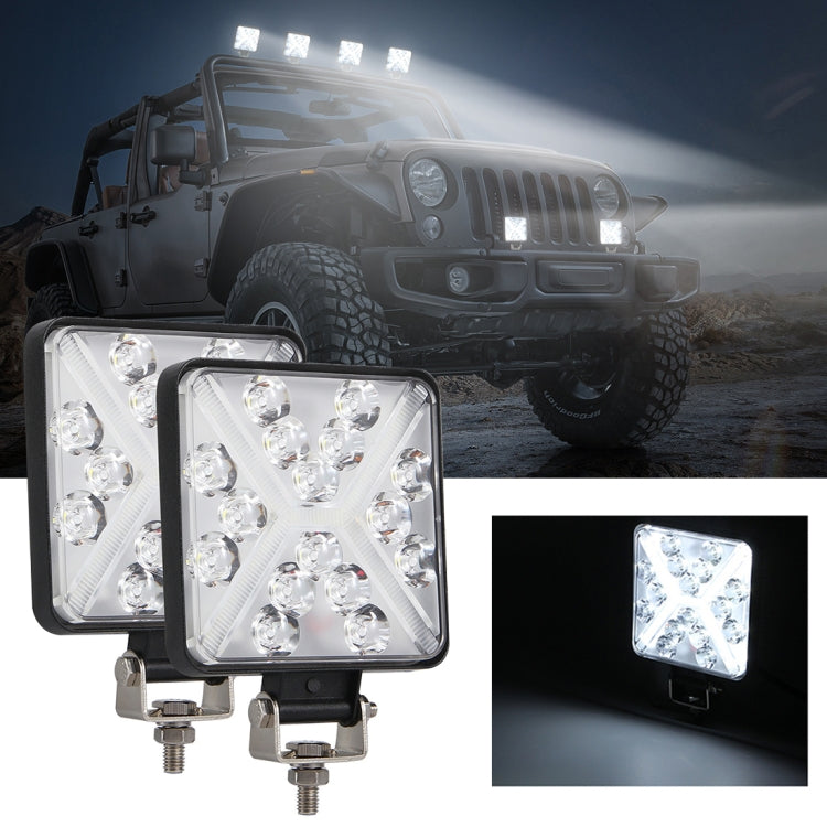 2 PCS 4 inch Square 2-line X-shape DC10-30V / 15W / 6000K / 1050LM Car Headlights Projector Lens Work Light