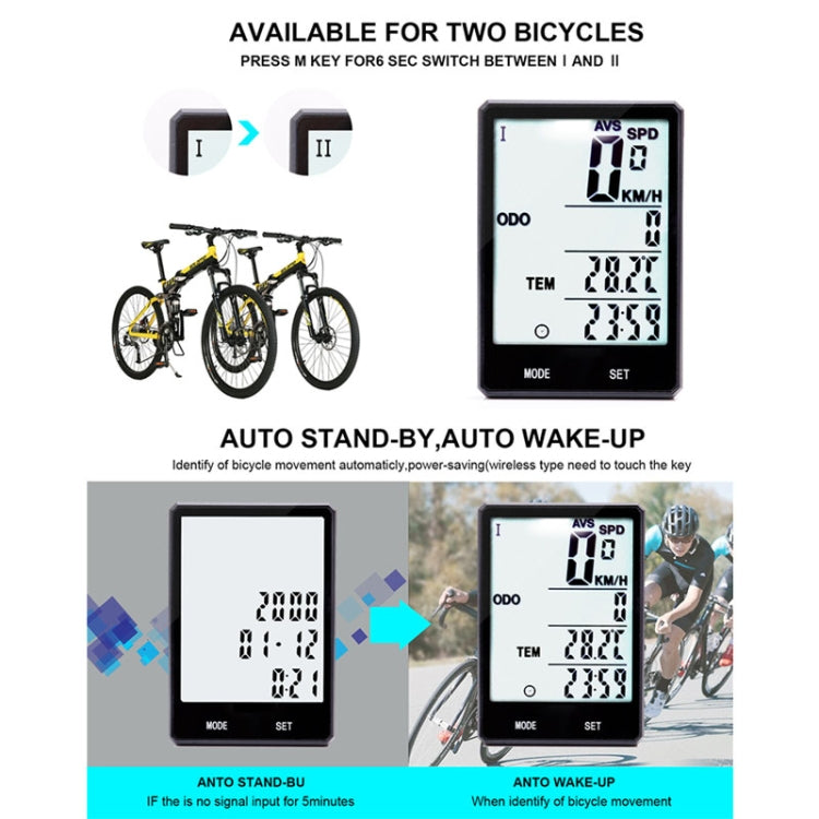 2.8 inch English Wired Waterproof Cycle Computer LCD Odometer Speedometer with Extension Holder