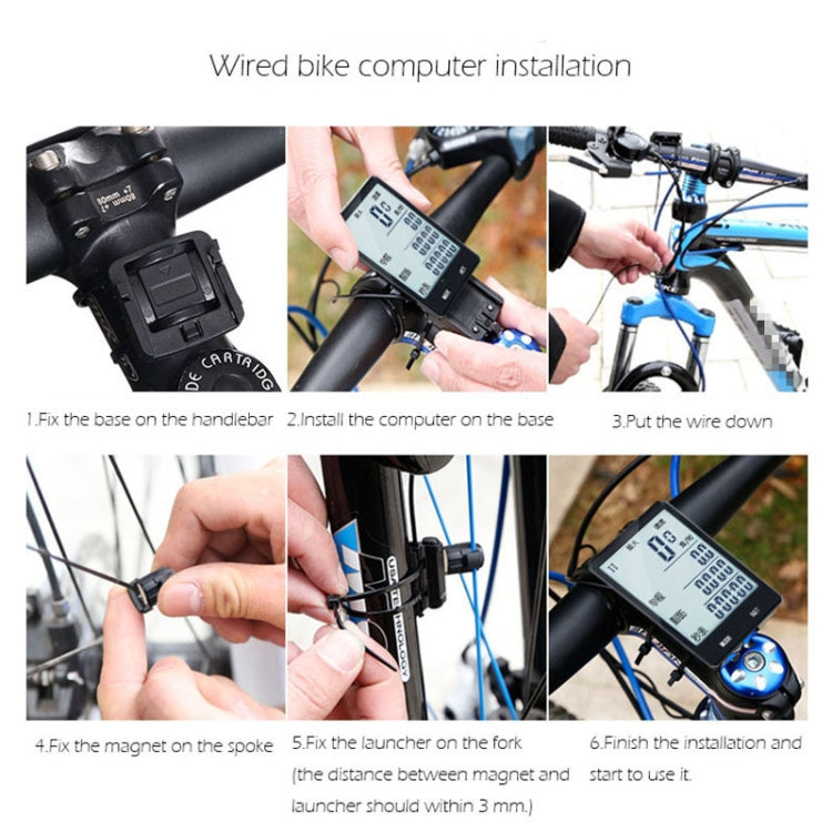 2.8 inch English Wired Waterproof Cycle Computer LCD Odometer Speedometer with Extension Holder