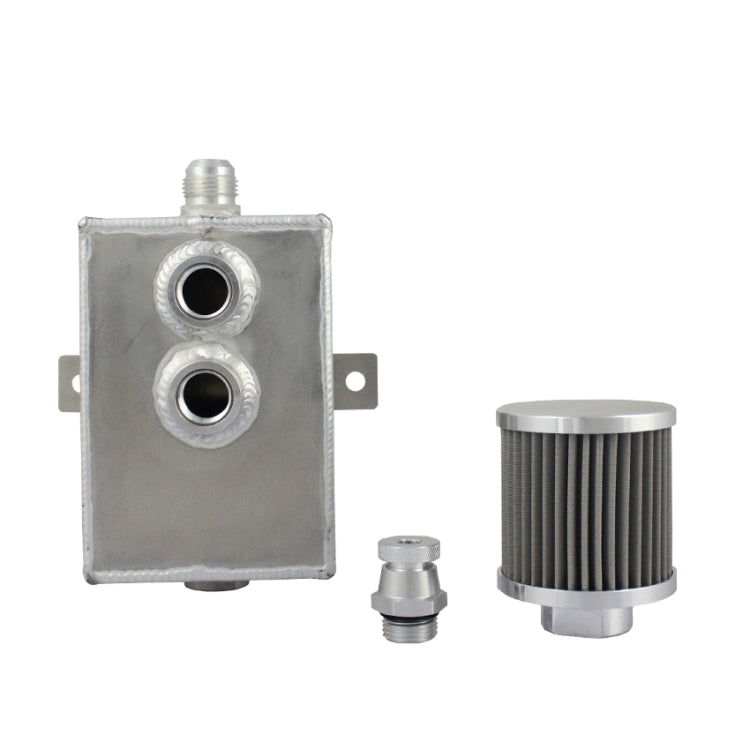 Universal Racing Aluminum Alloy Oil Catch Can with Air Filter Breather Tank, Capacity: 2L