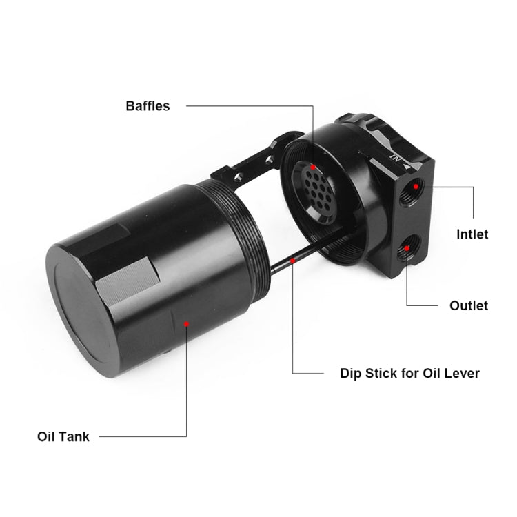 Universal Racing Aluminum Alloy Oil Catch Can Oil Tank Breather Tank, Capacity: 300ML