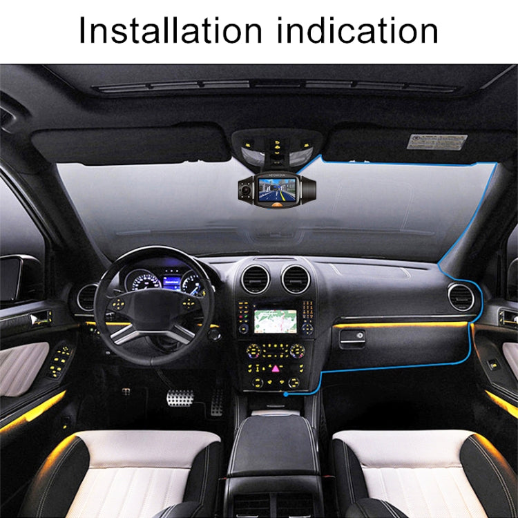 R310 2.7 inch Dual Lens Wide Angle Night Vision HD 720P Video Car DVR, Support TF Card (32GB Max) / Motion Detection / G-Sensor