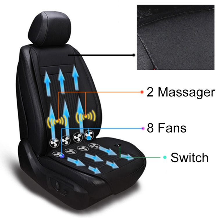 Car 12V Cushion Summer USB Breathable Ice Silk Seat Cover, Eight Fans + Ventilation and Refrigeration+ Massage