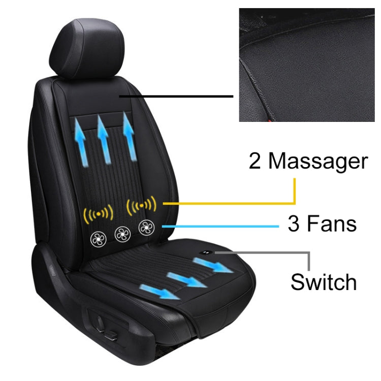 Car 12V Cushion Summer USB Breathable Ice Silk Seat Cover, Three Fans + Ventilation and Refrigeration+ Massage