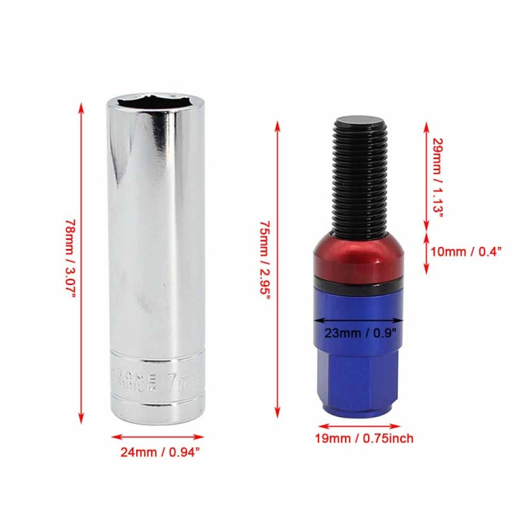 XH-AN005 Car Universal Modified Wheel M12 Reinforced Bolt 7075-T6 Forged Aluminum Alloy Reinforced Screw