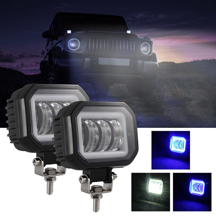 2 PCS Car 4 inch Square Spotlight Work Light with Angel Eyes