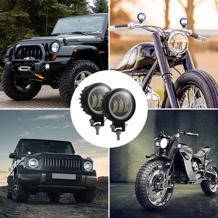 2 PCS Car 4 inch Round Spotlight Work Light with Angel Eyes