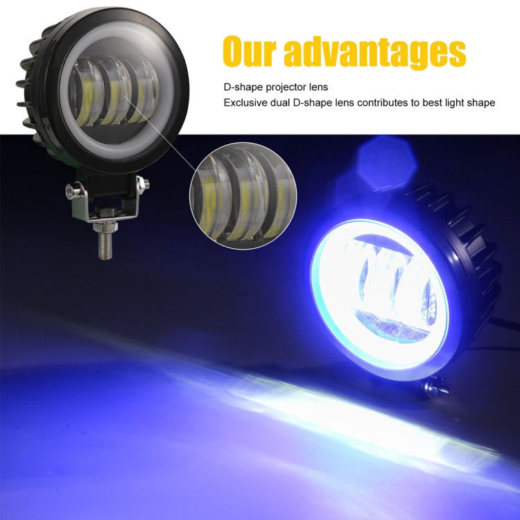 2 PCS Car 4 inch Round Spotlight Work Light with Angel Eyes