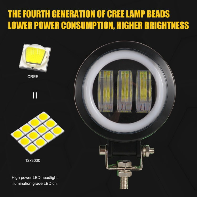 2 PCS Car 4 inch Round Spotlight Work Light with Angel Eyes