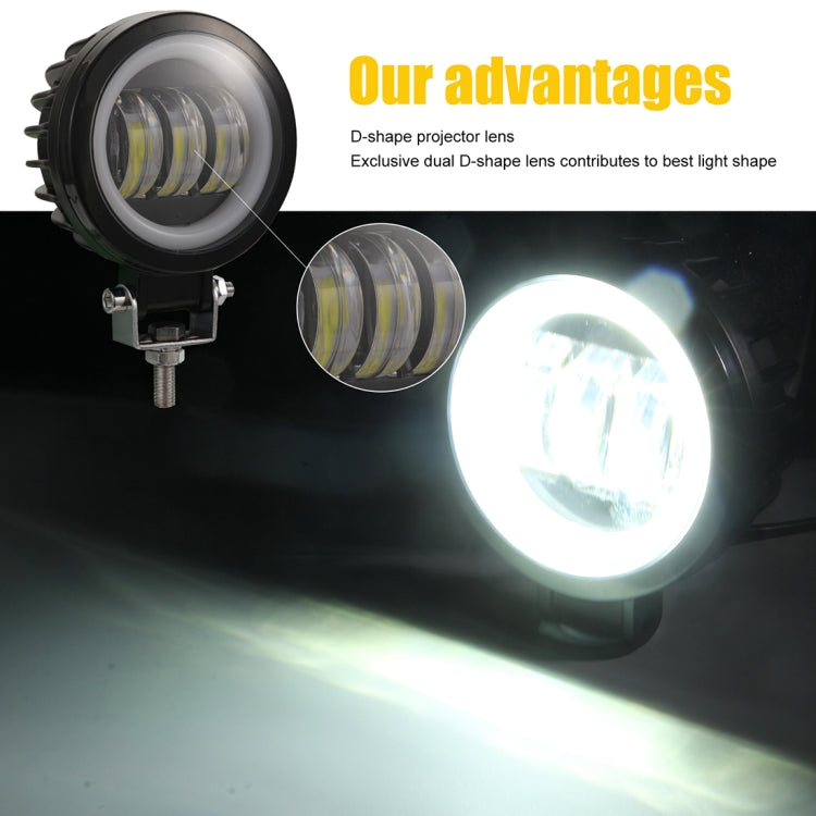 2 PCS Car 4 inch Round Spotlight Work Light with Angel Eyes