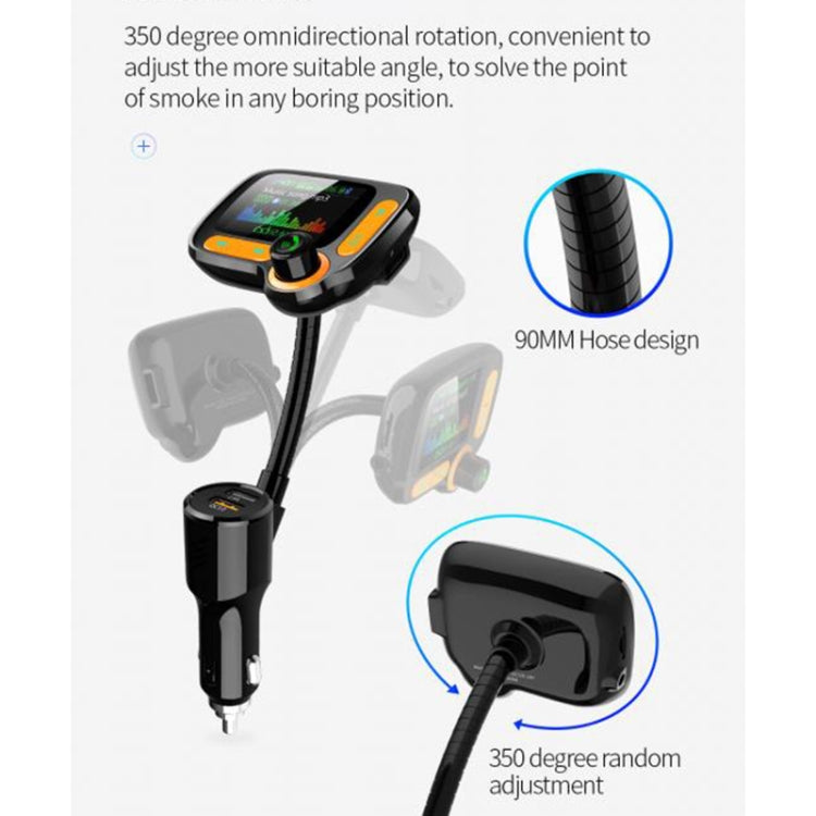 1.77 Color Screen Car MP3 Bluetooth Player FM Transmitter QC3.0 Fast Charger