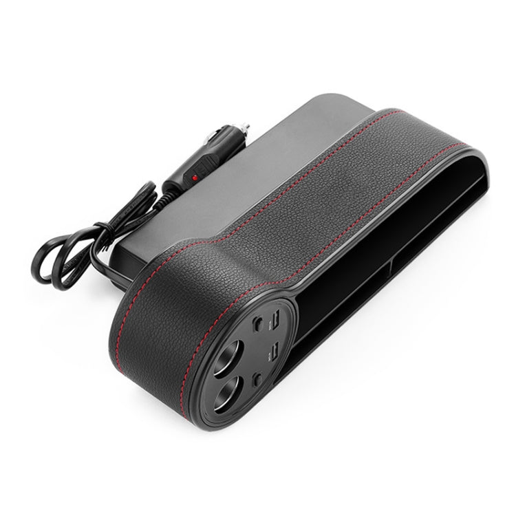 Car Multi-functional Console PU Leather Box Cigarette Lighter Charging Pocket Cup Holder Seat Gap Side Storage Box