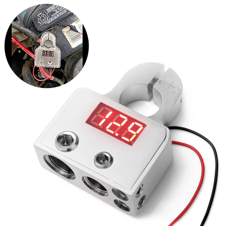 Car Audio Modified Battery Connector Positive Battery Terminal Connector with Voltmeter