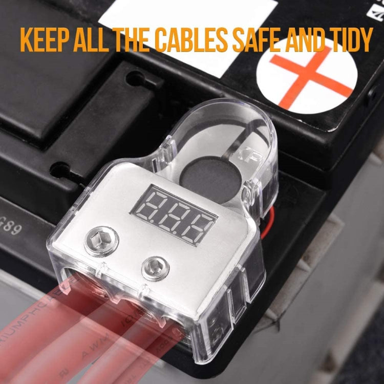 Car Audio Modified Battery Connector Positive Battery Terminal Connector with Voltmeter