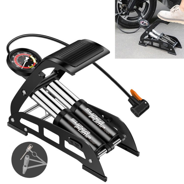 44B-01 Car / Motorcycle / Bicycle Portable High Pressure Double Pipe Inflatable Cylinder Pedal Air Pump