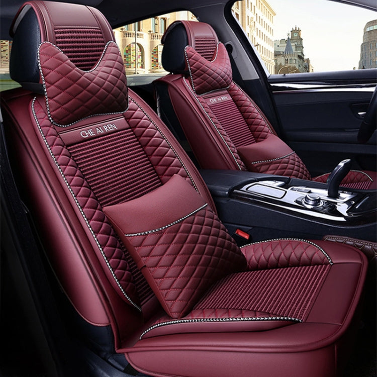 Car Leather Ice Silk Cushion Four Seasons Universal Seat Mat Set, Luxury Version