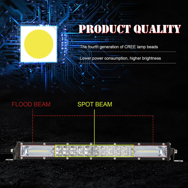 15 inch Two Rows DC9-30V 22W 6000K IP67 Car Truck Off-road Vehicle LED Work Lights Spot / Flood Light