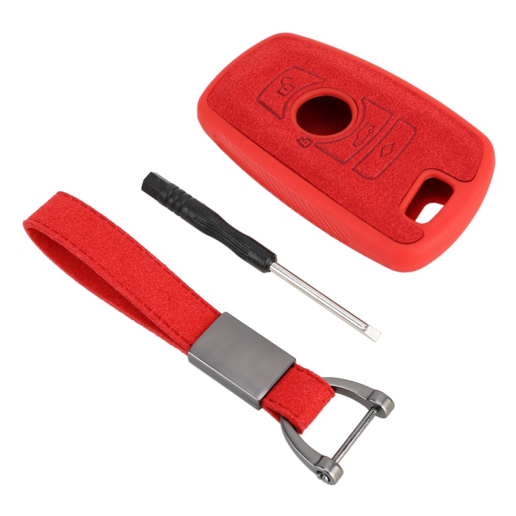 Car Flocking Plastic Square-shaped Key Protective Cover Three Buttons for BMW