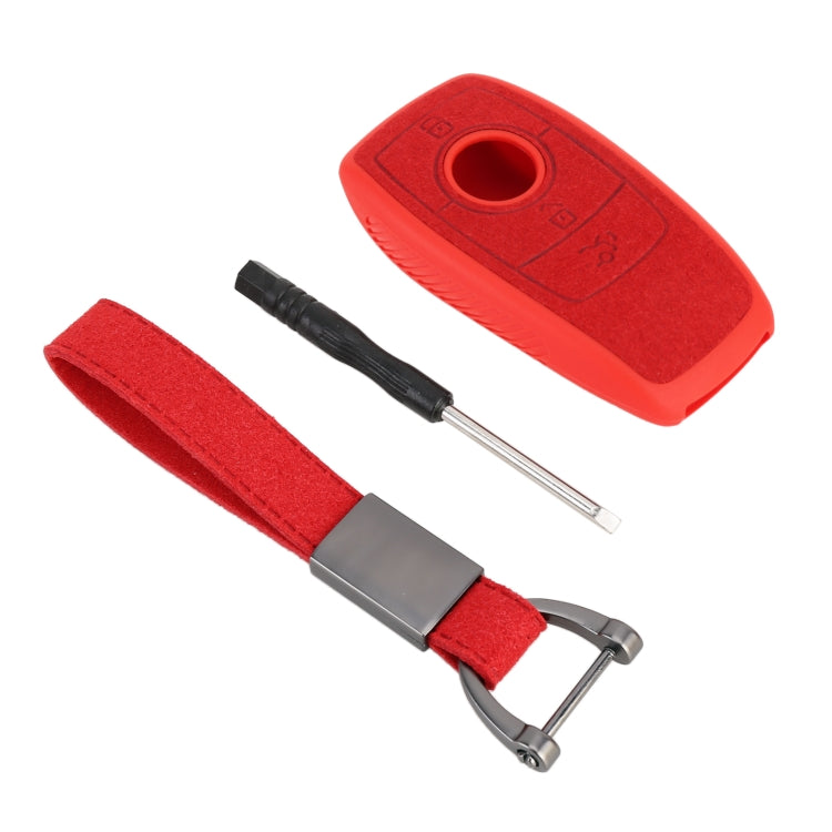 Car Flocking Plastic Square-shaped Key Protective Cover Two Buttons for Mercedes-Benz