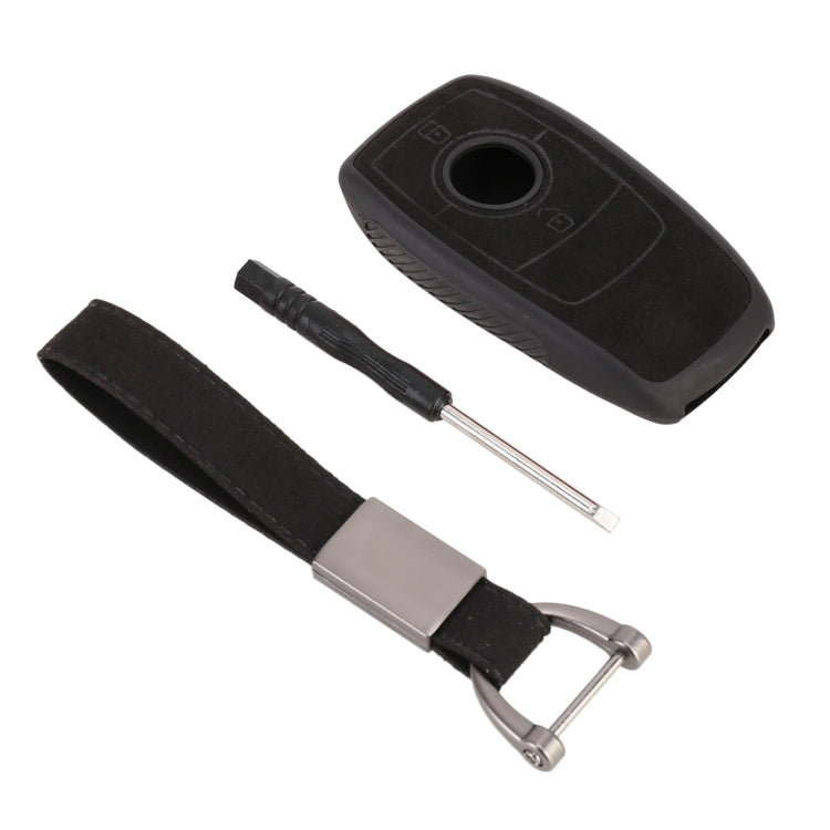 Car Flocking Plastic Square-shaped Key Protective Cover Three Buttons for Mercedes-Benz