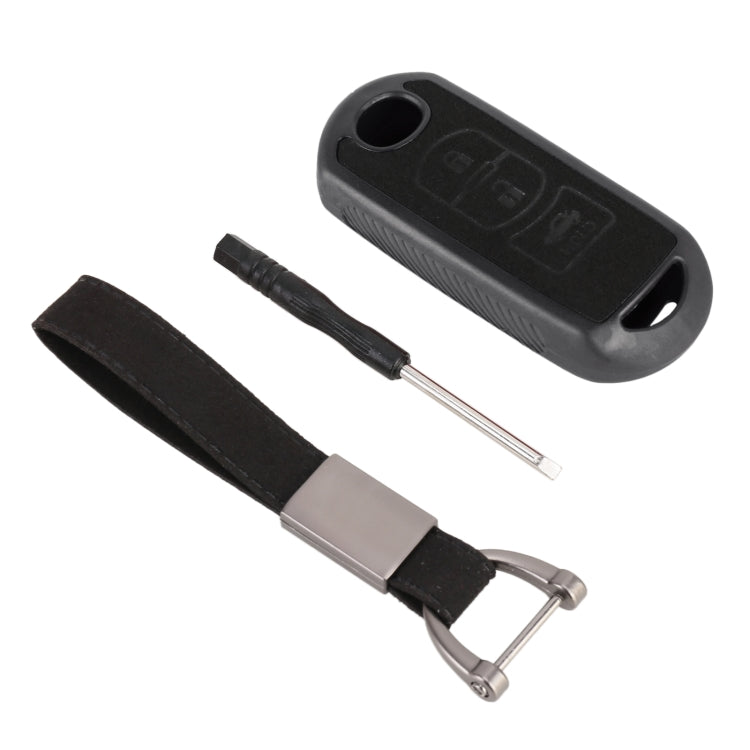 Car Flocking Plastic Key Protective Cover Three Buttons for Mazda