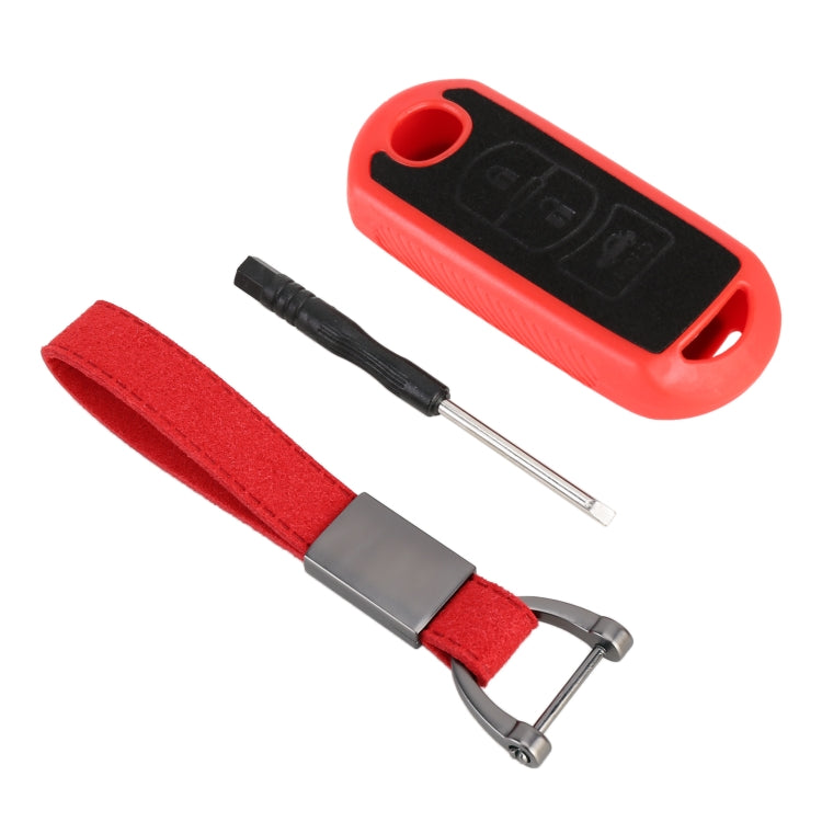 Car Flocking Plastic Key Protective Cover Three Buttons for Mazda