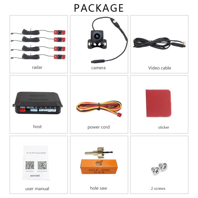 Car WiFi Parking Sensors Reversing Radar  Camera, Sensor Diameter: 16.5mm