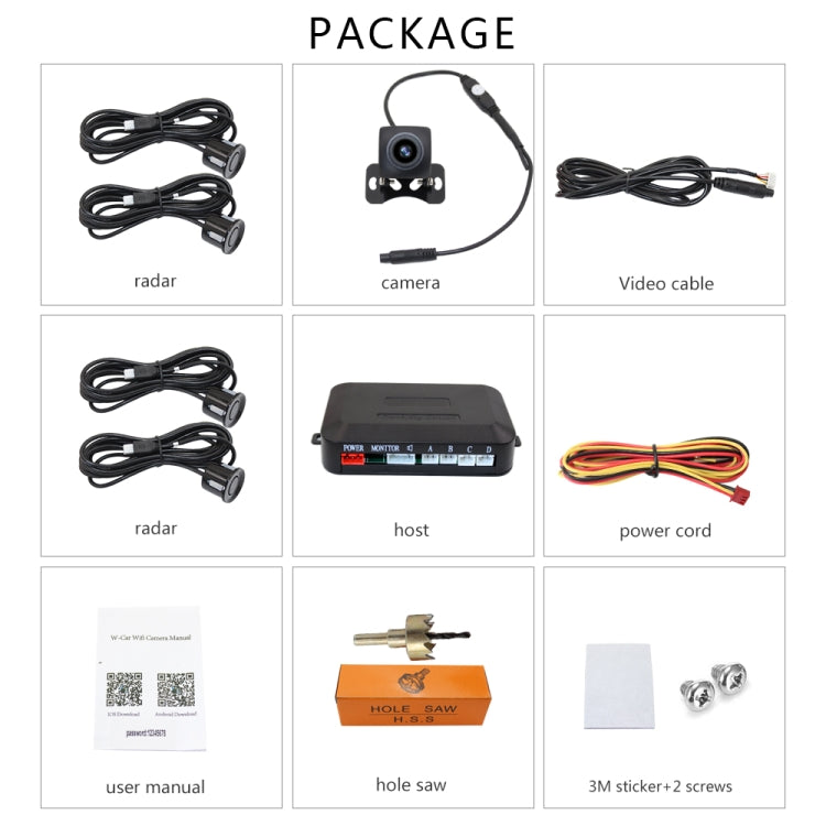Car WiFi Parking Sensors Reversing Radar  Camera, Sensor Diameter: 22mm