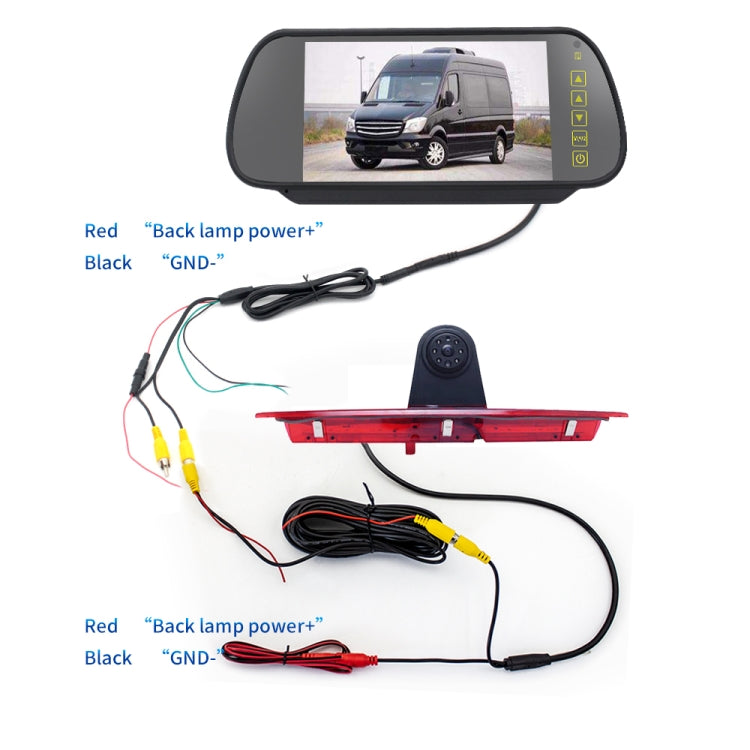 PZ466 Car Waterproof 170 Degree Brake Light View Camera + 7 inch Rearview Monitor for Ford Transit 2014-2015