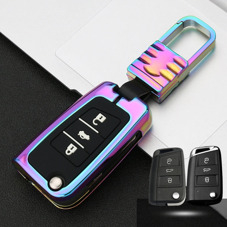 Car Luminous All-inclusive Zinc Alloy Key Protective Case Key Shell for Volkswagen B Style Folding 3-button