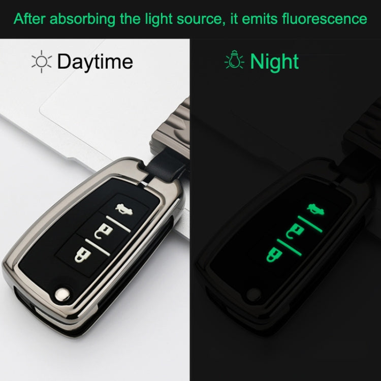 Car Luminous All-inclusive Zinc Alloy Key Protective Case Key Shell for Nissan E Style Folding 2-button