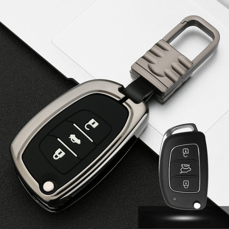 Car Luminous All-inclusive Zinc Alloy Key Protective Case Key Shell for Hyundai D Style Folding 3-button
