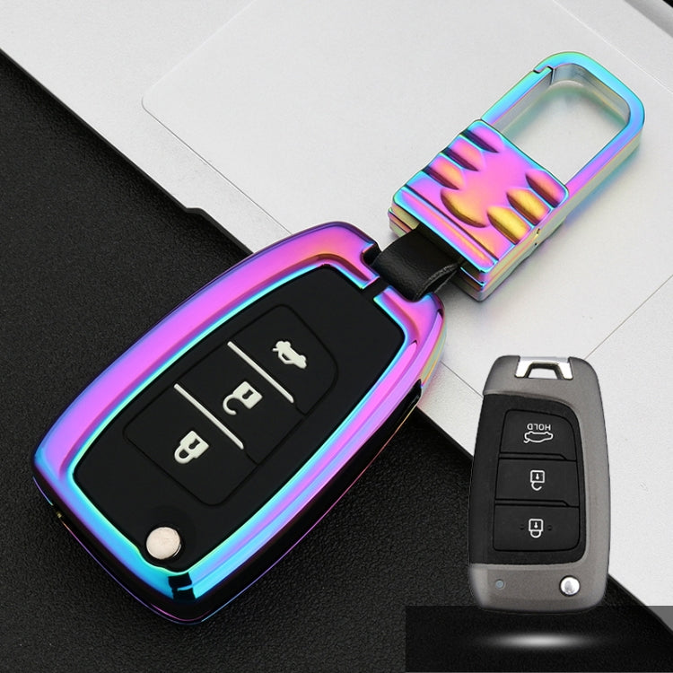 Car Luminous All-inclusive Zinc Alloy Key Protective Case Key Shell for Hyundai J Style Folding 3-button