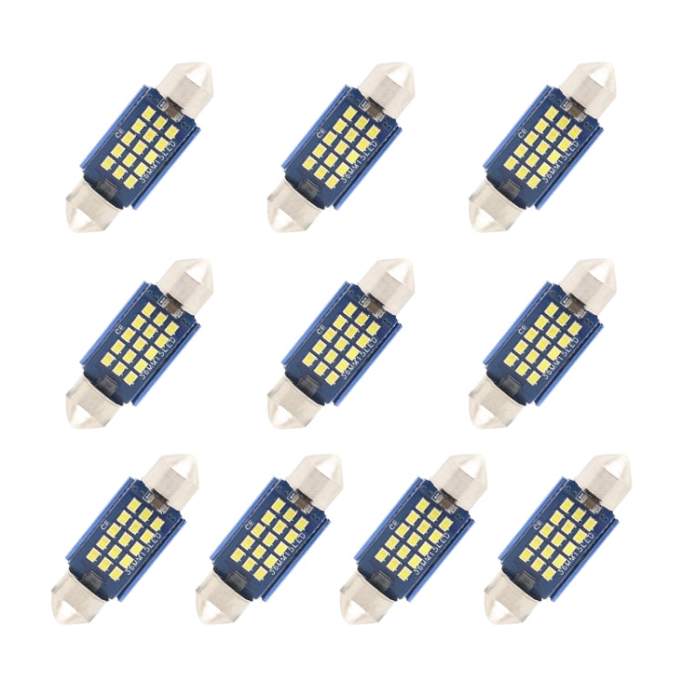 10 PCS 36mm DC12-24V / 1W / 6000K / 60LM 15LEDs SMD Car Reading Lamp Dome Light