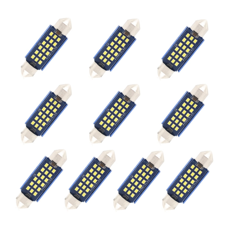 10 PCS 41mm DC12-24V / 1W / 6000K / 60LM 18LEDs SMD Car Reading Lamp Dome Light