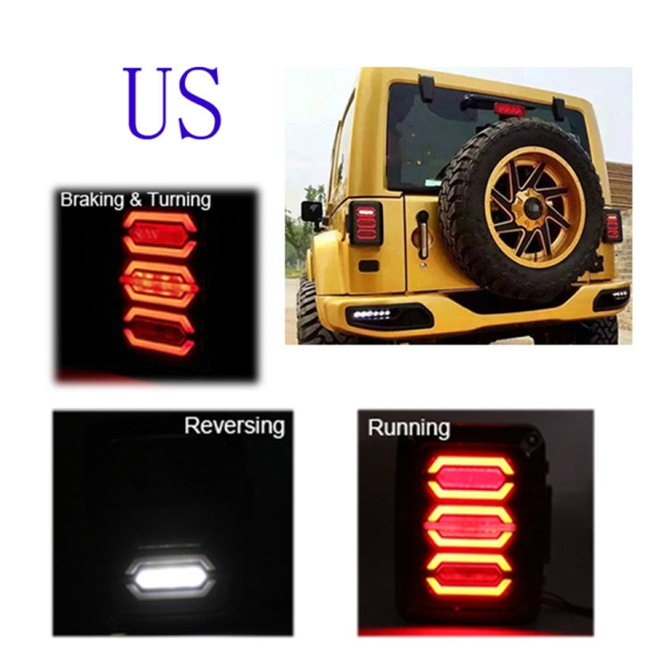 1 Pair 15W DC 12V IP67 4 in 1 Car LED Tail Lights / Driving Lights / Brake Lights/Turn Reverse, US Version
