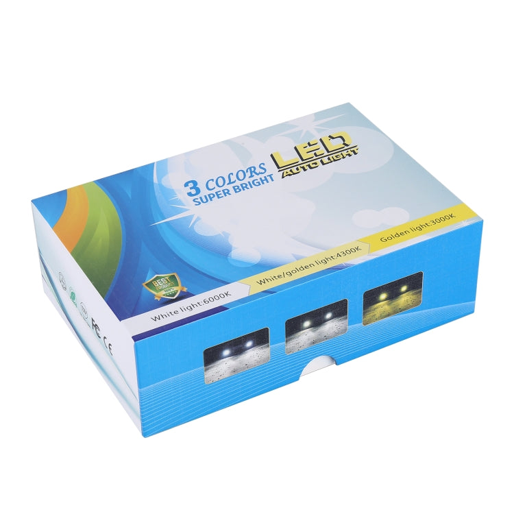 2 PCS H11 DC12V / 28W / 6000K / 4300K / 3000K Car Triple Color LED Headlight with CSP Lamp Beads and Decoding