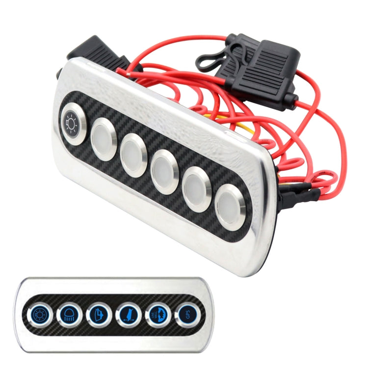 Yacht / RV Modified 6-position Button 12V 20A IP66 Carbon Fiber Panel Switch